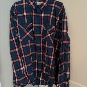 Craft Men's Navy and Burgundy Plaid Shirt
